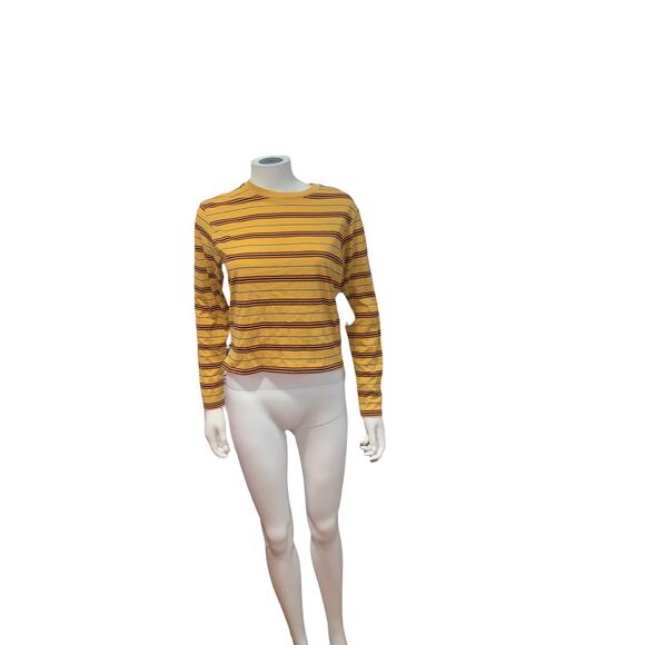 No Boundaries Yellow Striped Long Sleeve Crop Top S NWT - Picture 2 of 5
